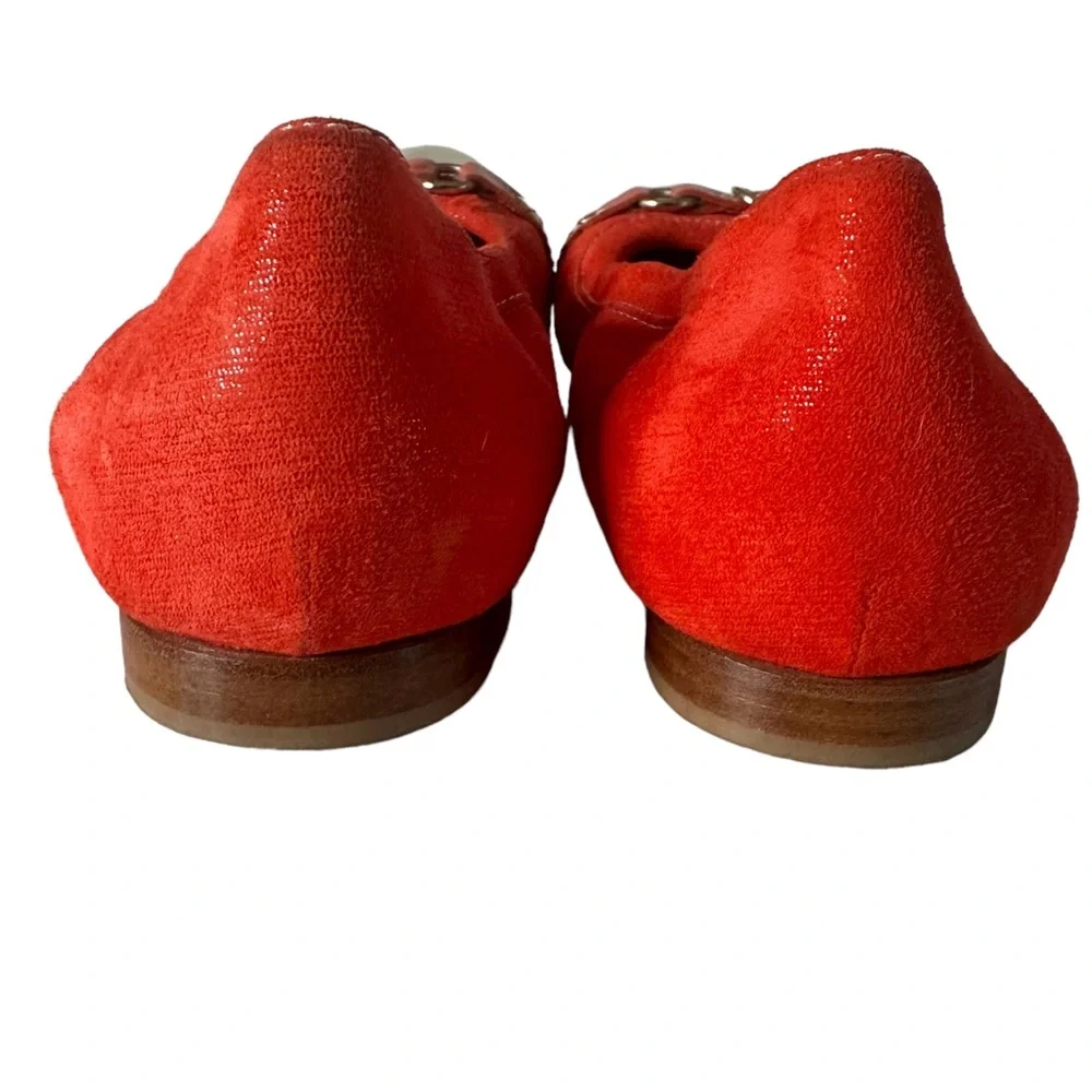 AGL Attilio Giusti Leombruni Orange Leather Flats Cap Toe Women Size 38.5 US 8.5